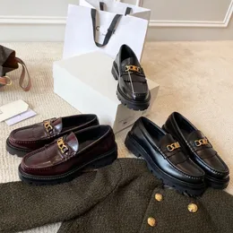 Designer skor hästbitar spänne casual skor premium läder loafers kvinnor båge de triomphe loafers guld spänne lägenheter skor kohud getskinn margaret skor