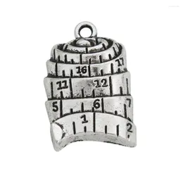 Charms 10pcs Fashion Alloy Antique Silver Color School Tape Measure Ruler 17 25mm AAC407