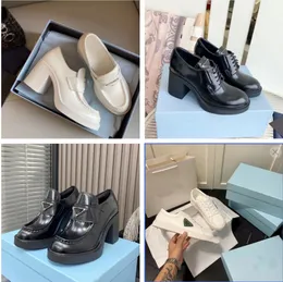 Luxo Desinger Saltos Triângulo Logo Vestido Sapato Mulheres Monolith Chocolate Preto Couro Sapatos Casuais Plataforma Sneakers Cloudbust Classic Patent Loafers 35-40