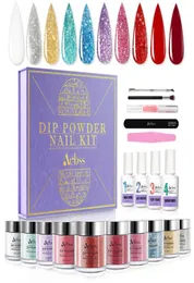 Kit per nail art Aubss Dip Powder Kit Set di smalti gel 10 colori Tonalità neutra della pelle Home DIY Immersione manicure2743788