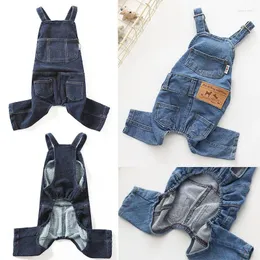 Dog Apparel European And American Stretch Washed Denim Suspender Pants Pet Two-legged Clothes Clothing Designer