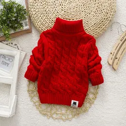 Pullover IENENS Kids Girl Sweater Tricots Turtleneck Pullover Baby Winter Tops Solid Color Sweaters Autumn Boy Girl Warm Sweater Pull 231102