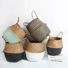 Storage Baskets Storage Baskets Laundry Seagrass Baskets Wicker Rattan Hanging Flower Pot Toy Home Pot Panier Osier Rangement Cestas Mimbre Bohe 230331