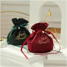 Opakowanie na prezent Wrap 1PC Creative Wedding Veet Yarn Bag torba Mini świąteczny biżuteria z upuszczoną dostawą domowy ogród świąteczny impreza dhir5