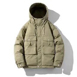 Parka da uomo in piumino stile coreano giacca invernale da uomo giapponese retrò con cappuccio in cotone imbottito cappotto di grandi dimensioni casual addensare calda giacca a vento 231102