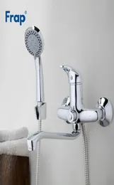 Frap Набор для душа в ванной комнате 300 мм Выходная труба Хромированная ванна Латунный смеситель Полированный смеситель ABS Головка Torneira F2203 Sets2901957