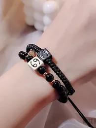 Charmarmband Fashionabla armband Tolv konstellationer - Svarta pärlor och vävd design