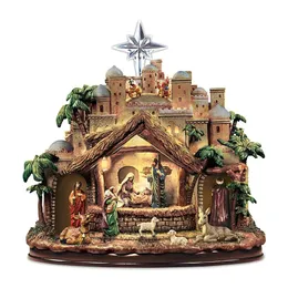 Wall Stickers Christmas Decorative Sticker Jesus Nativity Story Crystal tree wreath Glass Waterproof Decoration 231101