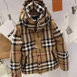 Parkas winter puffer jacket Luxury brand dress mens Sleeve removable down jacket men jackets womens thickening warm coat Classic brown coat in striped check leisure