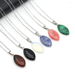 Pendant Necklaces Yachu Unakite Opal Agate Malachite Natural Stone Marquise Necklace Craft DIY Jewelry Making Accessories Gift Deco13x28mm