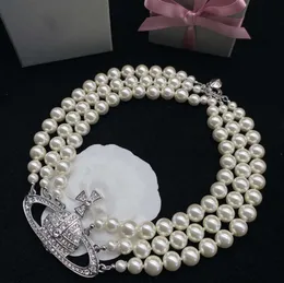 Designer Marke Anhänger Halsketten Brief Vivian Colliers Luxus Frauen Mode Schmuck Metall Perlen Halskette cjeweler Westwood 4426ess