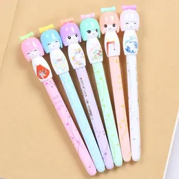 Pcs/lot Creative Japanese Doll Gel Pen Cute 0.38mm Black Ink Neutral Pens School Writing Supplies Promotional Gift