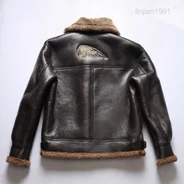 2023men's Jackets IBB3 europeisk amerikansk storlek Högkvalitativ super varm äkta fårläder Mens Big B3 Shearling Bomber Military Fur