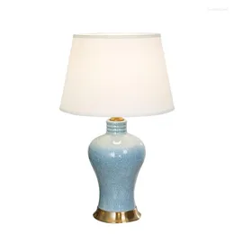 Lampade da tavolo American Blue Plum Vaso Lampada in ceramica Camera da letto Comodino Soggiorno Foyer Studio Scrivania Lettura Luce notturna TD045