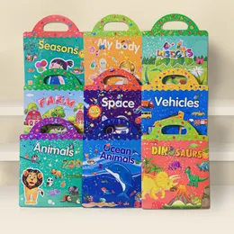 Libro adesivo adesivo per bambini, riutilizzabile, cartone animato, apprendimento degli animali, giocattoli cognitivi per regalo per bambini