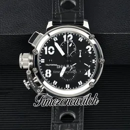 HSF leworęczny 50mm U51 U-51 męski zegarek kwarcowy chronograf Chimera 7474 stalowa obudowa czarna tarcza 50mm skórzany pasek stoper nowe zegarki TWUB Timezonewatch Z01b