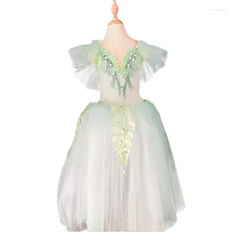 Scenkläder 2023 Girls Ballet Dress Long Performance Dance for Women Tutu kjol Swan Lake Sling Bailarina Costumes