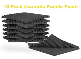 Novo 12 pçs painel acústico telhas estúdio de gravação parede 12x12x1 à prova de som preto azul para estúdio casa considerando ha251a83245219934040