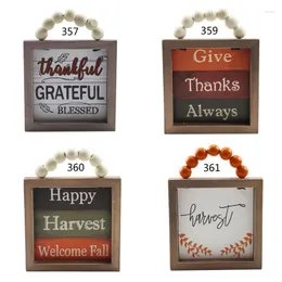 Dekorativa figurer Thanksgiving Hanging Decor Wood Block Farmhouse Autumn Fall Sign Rustic Harvest For Holiday Party