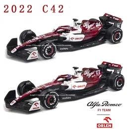 Diecast Model Araba Bburago 1 43 Alfa Romeo Racing Team C42 #24 Guanyu Zhou #77 Valtteri Bottas Alaşım Araba Döküm Araç Model Oyuncak Koleksiyonu 231101