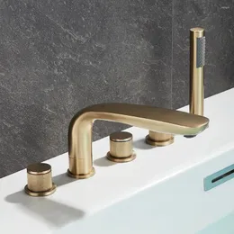Bathroom Sink Faucets Bathtub Faucet Brass Black Ceramics Gold Luxury 5 Hole Set Rainfall Shower Hand Basin Cold Mixer Tap 855930