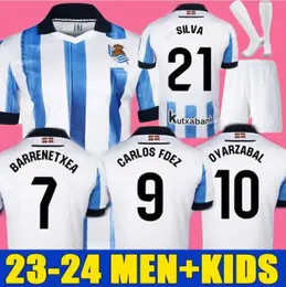 2023 2024 Real Sociedad Football Jersey Mens Kit Barrene Merino Carlos Fdez Oyarzabal Take Solloth Silva Futebol Camisetas T 23 24 24 Royal Society