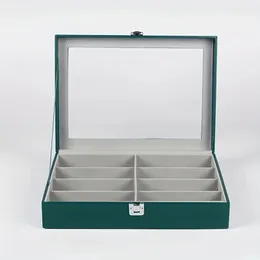 Estuches para gafas de sol Caja de exhibición para gafas de PU de cuero de 8 rejillas Caja de almacenamiento para gafas de sol de alta gama 231101