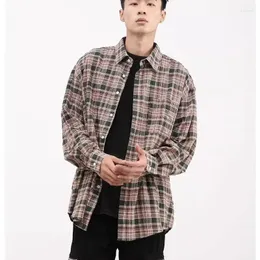 Men's Jackets And Women's Red Plaid Shirt Loose Casual Coat Couple Long-sleeved Top