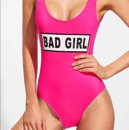 2019 Nya monokini badkläder kvinnor tjurar bodysuit en bit brev baddräkt bikini basket röda sport jumpsuits sexiga kostym1795451