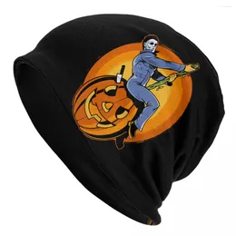 Berets Man The Pumpkin Ball Skullies Hat Merchandise Stylish Michael Myers Halloween Thermal Elastic Bonnet Knitted