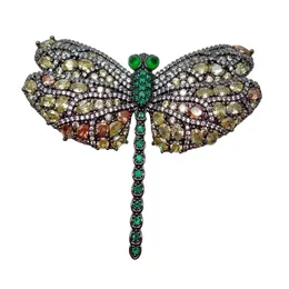 Pins Brooches YYGEM luxury animal brooch 51x58MM Multi Color cubic zirconia micro Pave Dragonfly gunmetal color plated Shape Brooch 231101