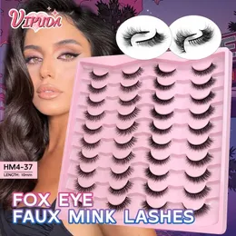 Fałszywe rzęsy 20 par Mieszany kształt Faux Norek skrzydlony Cateye 3D Puszysty miękki rzęs wielokrotnego użytku pełne rzęsy Pasek Makeup 231101