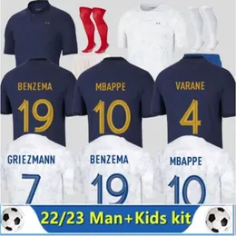 Qqq8 2022 -2023 Benzema Mbappe Camisas de futebol Versão do jogador Griezmann Pogba 22/23 French Coupe Du Monde Seleção Nacional Francia Giroud Fãs