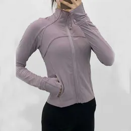 lulus Yoga Completi Giacca sportiva corta a maniche lunghe LU-38 Donna Zip Fitness Inverno Caldo Palestra Top Activewear Cappotti da corsa Abbigliamento da allenamento Donna