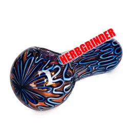 Colorful Line Innovative Style Thick Glass Pipes Dry Herb Tobacco Spoon Bowl Filter Oil Rigs Handpipes Handmade Portable Bong Smoking Cigarette Holder Tube