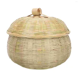 Dinnerware Sets Rustic Wedding Decorations Storage Basket Lid Bamboo-woven Kitchen Pumpkin Household Tea Leaf Multi-function