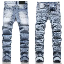 Nya modemän robin ripper jeans denim byxor mager fit smal stretch mäns miri cyklist jean byxor lapptäcke nödställd storlek 29-38 grå lapp