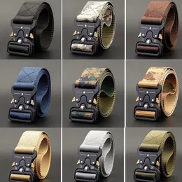 Belts 115cm 125cm 135cm Tactical Belt Military Combat Outdoor Multifunctional Training Canvas Waistband Camouflage Waist Strap 231101