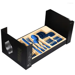 Dinnerware Sets 24pieces Cutlery Set Stainless Steel Black Matte Portable With Case High Fashion Knife Spoon And Fork