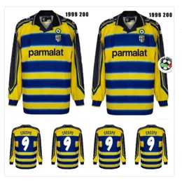 Maglia da calcio retrò Qqq8 1999 2000 Parma Home 99 00 8 Baggio 9 Crespo 10 Ortega 11 Amoroso F Cannavaro Maglia da calcio