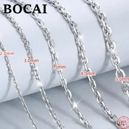 Chokers Bocai Trendy S925 Sterling Silver Necklace 2mm-5mm Wide Cross O-Chain Platinum Plating Argentum Neck smycken för kvinnor Män 231101