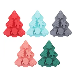 Molde de bolo de silicone para árvore de natal, sabonete artesanal, gelatina, doces e velas, árvore de natal, boneco de neve, molde de silicone