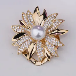 Fashion Silver Color Wedding Brooches Simulated Pearl Beads Brooch Flower Collar Dressing Hijab Pins Fashion Jewelry Gift