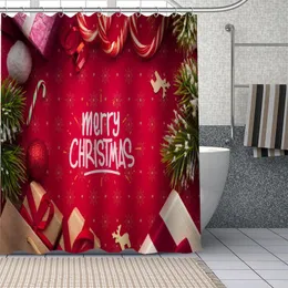Duş Perdeleri Mutlu Noeller Su geçirmez kumaş kumaş banyo dekorasyon tedarik yıkanabilir banyo odası perde douche kancalar