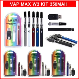 Vap Max W3 Kit 350mah Vertex Preriscaldamento batterie VV Voltaggio variabile 0,5 ml 1,0 ml per vaporizzatore a 510 fili Vape Pen Kit sigaretta elettronica
