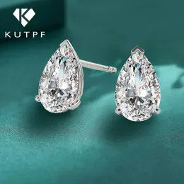 Stud 4ct Pear Diamond earrings with gra 100 S925 STERLING SILVER SILVER WATERDROPイヤリング