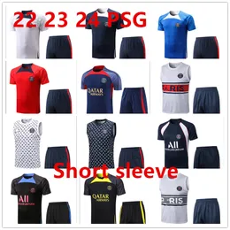 2023 NYA PSGS TRACKSUT Sportkläder Män Träningsdräkt Kortärmad kostym 22 23 Paris Fotboll Soccer Jersey Kit Uniform Chandal Sweatshirt Sweater Set