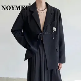 Herrjackor noymei kinesisk stil kostym kappa trend mode metall tillbehör mörk svart lös casual blazers menkläder
