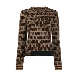 Tröja Kvinnor Fall Round Neck Rands Fashion Långärmad kvinnors högklassiga Jacquard Cardigan Stickad Bottoming Coat