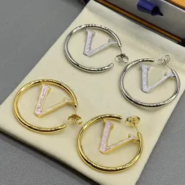 Новые модные эмалированные серьги-кольца с буквами алфавита, женские дизайнерские серьги из 18-каратного золота и серебра, подарочные ювелирные изделия, высокое качество с коробкой